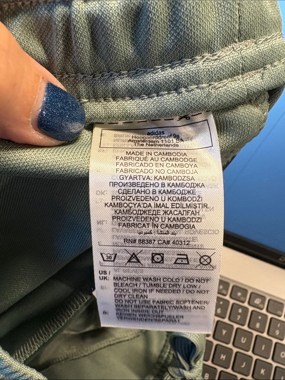 adidas Light Sage Green Joggers with White Side Stripes